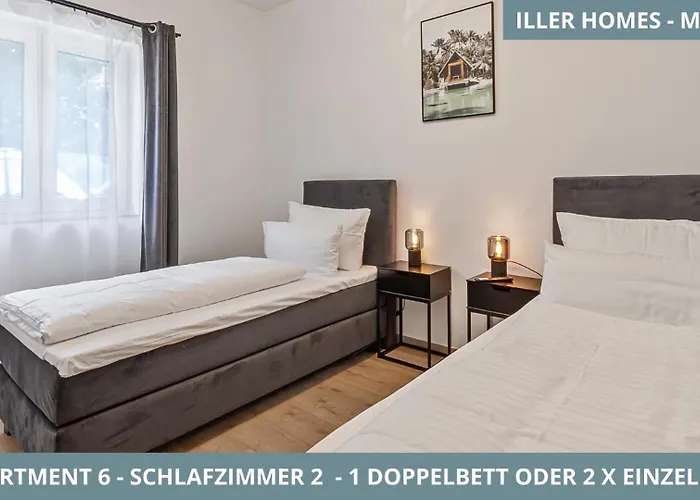 Lägenhet Illler Homes Memmingen Moderne Fewos Fuer Bis Zu 7 Pers Mit Kueche & Parkplaetzen, Teilweise Mit Terrasse Memmingen