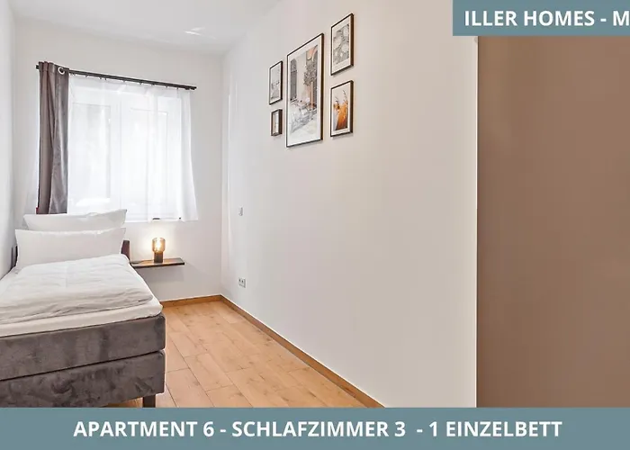 Lägenhet Illler Homes Memmingen Moderne Fewos Fuer Bis Zu 7 Pers Mit Kueche & Parkplaetzen, Teilweise Mit Terrasse Memmingen