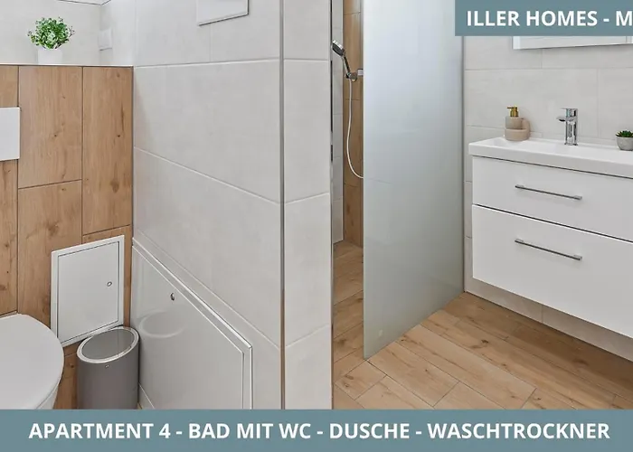 Lägenhet Illler Homes Memmingen Moderne Fewos Fuer Bis Zu 7 Pers Mit Kueche & Parkplaetzen, Teilweise Mit Terrasse *