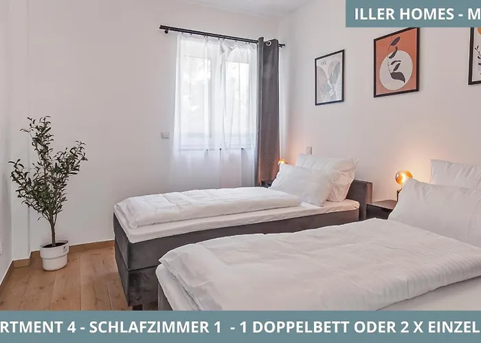 Illler Homes Memmingen Moderne Fewos Fuer Bis Zu 7 Pers Mit Kueche & Parkplaetzen, Teilweise Mit Terrasse Lägenhet