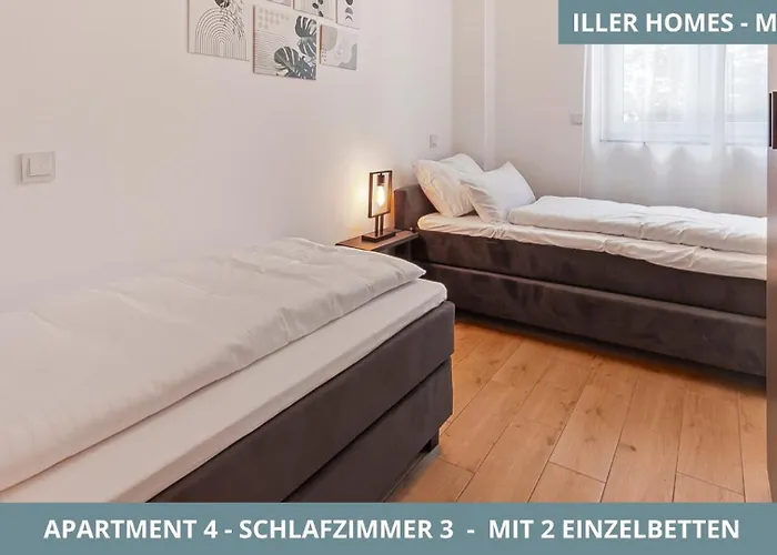 Illler Homes Memmingen Moderne Fewos Fuer Bis Zu 7 Pers Mit Kueche & Parkplaetzen, Teilweise Mit Terrasse Lägenhet