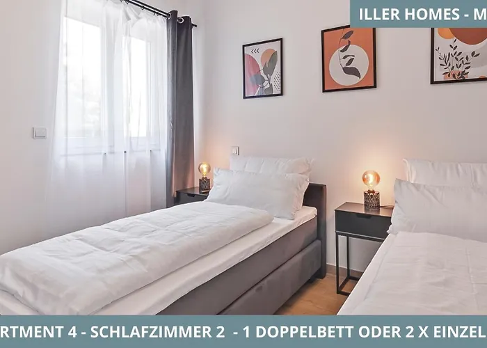 Lägenhet Illler Homes Memmingen Moderne Fewos Fuer Bis Zu 7 Pers Mit Kueche & Parkplaetzen, Teilweise Mit Terrasse