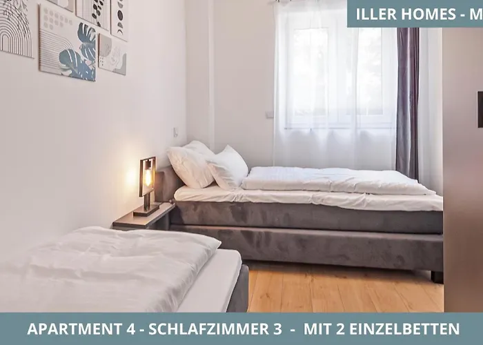 Illler Homes Memmingen Moderne Fewos Fuer Bis Zu 7 Pers Mit Kueche & Parkplaetzen, Teilweise Mit Terrasse Lägenhet *