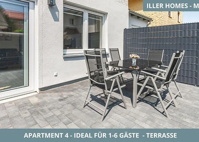 Lägenhet Illler Homes Memmingen Moderne Fewos Fuer Bis Zu 7 Pers Mit Kueche & Parkplaetzen, Teilweise Mit Terrasse Memmingen