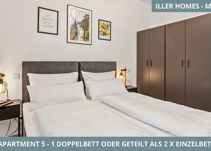 Illler Homes Memmingen Moderne Fewos Fuer Bis Zu 7 Pers Mit Kueche & Parkplaetzen, Teilweise Mit Terrasse Lägenhet