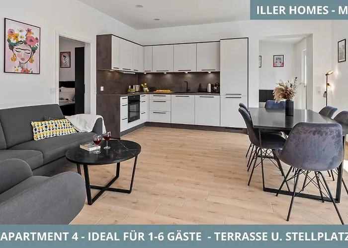 Lägenhet Illler Homes Memmingen Moderne Fewos Fuer Bis Zu 7 Pers Mit Kueche & Parkplaetzen, Teilweise Mit Terrasse *